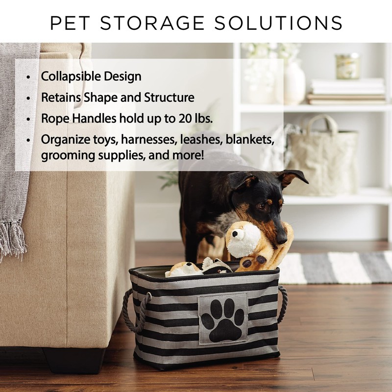 Bone Dry Pet Storage Collection Collapsible Bin, Black, Small Rectangle