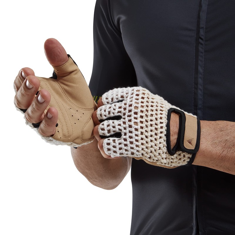 Altura Crochet Unisex KURZFINGER-Handschuhe, Creme/Hellbraun, S
