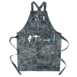 Jeanerlor Denim Work Shop Cross Back Aprons with Pockets for Cobbler Cooking Kitchen Men's Apron (Black) Cross Straps & Adjustable L to XXXL