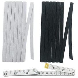 Elastic Band for Sewing, SourceTon 1/2 Inch 22 Yards Elastic Bands with Soft Tape Measure for Wig, Waistband, Crafts DIY (11 Yard White,11 Yard Black)