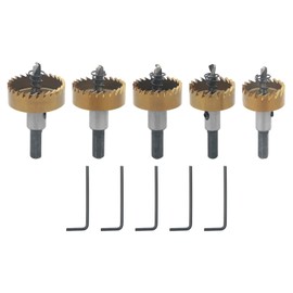 Rowiz 5PCS 30/32/35/38/40mm HSS Hole Saws Set for Thin Metal,Cut Hole Saw for Stainless Steel and Metal Pipes and Iron Plate and Steel Plate and Carbide, Metal Hole saw Kit with Mandrel and Pilot Bit