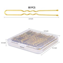 Bun Pins,MORGLES 80 Pcs Hair Pin for Buns Blonde Hair Grips for Women Kirby Grips with Box (Golden 6cm/2.4 inch)