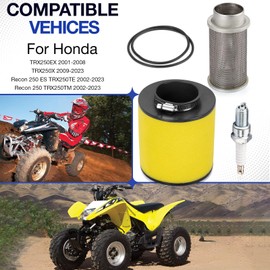 Air Filter Cleaner Body Guide Seal Spark Plug for Honda Recon 250 ES TRX250TE TRX250TM 2002-2023 TRX250EX TRX250X 2001-2023