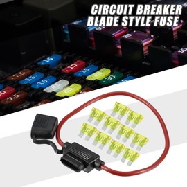 A ABSOPRO 20A Standard Blade Style Fuse 12 AWG Fuse Holder Waterproof 12 Gauge Fuse Holder Blade Style Inline Fuse Holder Metal Black