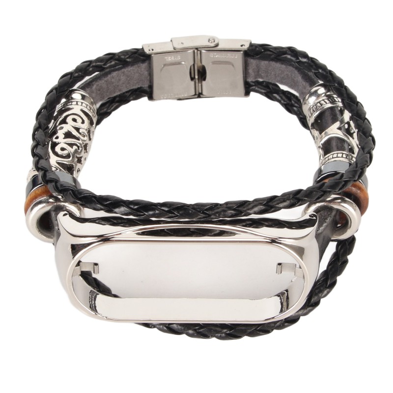 Leather Strap for Xiaomi 7 NFC Bracelet Metal Buckle Ethnic