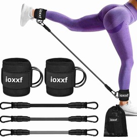 Ankle Resistance Bands with Cuffs,  Ankle Resistance Band for Leg, Booty Workout Equipment for Kickbacks Hip Fitness Training, Exercise Bands for Butt Lift Women Workout Equipment for home，exercise equipment at home - Color: black