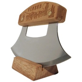 Inupiat Ulu with Dog Team Etched Birch Handle 6.25" Blade