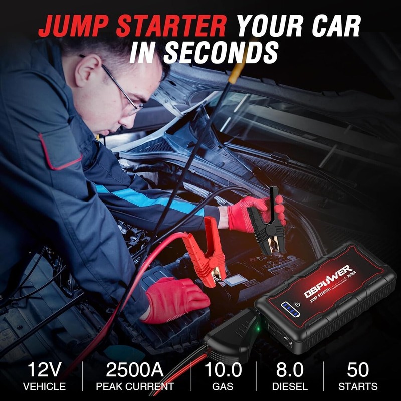 DBPOWER Jump Starter 2500A Peak 74Wh Portable Car Jump Starter