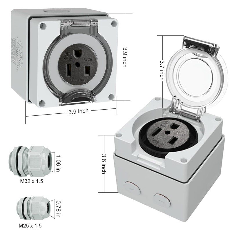 Suplevel 50 Amp Power Outlet Box, NEMA 6-50R 250 Volt