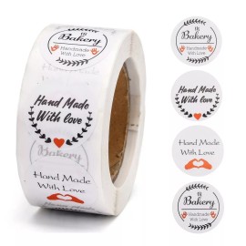 American Online Products Handmade Love Bakery Sticker Labels 500 each per roll Great for Orders Crafts