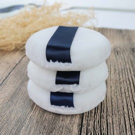 Pink Line 3 Pcs Round Fluffy Ultra Soft Washable Body Powder Puff with Ribbon for Loose Powder Mineral Powder Body Powder| Pure Cotton Round Makeup Cosmetic Foundation Blender Sponge Beauty Tools