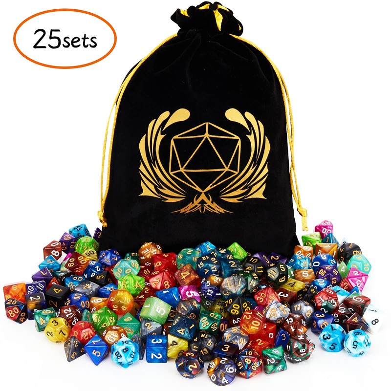 Coyeekn Polyhedral Dice Set, 25 x 7 (175 Pieces) Double