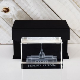 Ringmasters Crystal Cube Desk Decor LDS Temple Paper Weights for Office Desk | Christian Home Decor, (Phoenix Arizona)