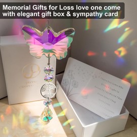 Unique Memorial Sympathy Gifts for Loss Loved One,Bereavement Gift Idea Crystal Rainbow Maker Butterfly Suncatcher in Remembrance Gifts for Grief Sorry for You Loss Mum Dad
