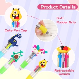 Bolibo 24Pcs Party Bag Fillers Multi Coloured Pens,4-in-1 Mini Pens for Party Favors Gifts and Birthdays,Classroom Prize Box Fillers Ballpoint Pen for Kids Students