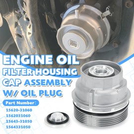15620-31060 Oil Filter Housing Cap Compatible with Toyota 2007-2022 Camry 2010-2022 4Runner 2005-2022 Avalon Fj Cruiser RAV4 and Lexus RX330 Oil Filter Housing Cap Holder 1562031060 + 15643-31050 Plug