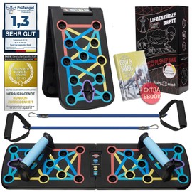 Body & Mind® Push-Up Board; Foldable Multifunctional Elite Rack Fitness Board for Full Body Workout & Effective Push-Ups; Push-Up Grips with Free Training Straps