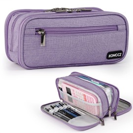 Koncci Pencil Case, Large Capacity Pencil Case Kids Adults Teen, Handheld 3 Compartments Pencil Box Pouch Stationery Bag, Portable Office Stationery Set Makeup Bag, Students Back to School Supplies