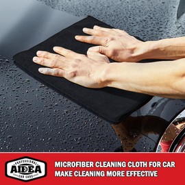 AIDEA Microfiber Cleaning Cloth 12 Pack, Microfiber Towels for Cars, Soft & Absorbent Cleaning Rags, Premium Lint Free Shop Towels for House, Kitchen, Car, 12inx16in, Black