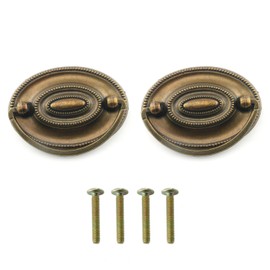 HJGarden 2PCS Antique Cabinet Handle, Retro Distressed Drawer Pull, Drop Ring Pull, Vintage Drawer Handle for Cabinets, Bronze