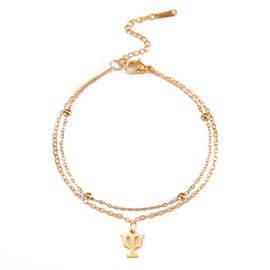 TEAMER Psychology Symbol Bracelet Stainless Steel Psi Double Layer Bracelet Greek Letter Pendant Psychology Jewellery for Women Men, Stainless Steel