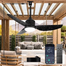 Depuley 42-Inch Ceiling Fans with Lights: Outdoor Black Waterproof Ceiling Fan for Patios - Plug in Gazebo Fans with Remote Control - Outdoor Fan for Pergola Porch 3 CCT DC Motor