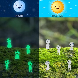 AIBAOBAO Pack of 10 Princess Mononoke Figurine Forest Ghosts, Glow in the Dark, Garden Decoration, Miniature Mononoke Luminous Dangle Elves, Gardening, Pot Decoration, Patio, Balcony, Yard, Lawn