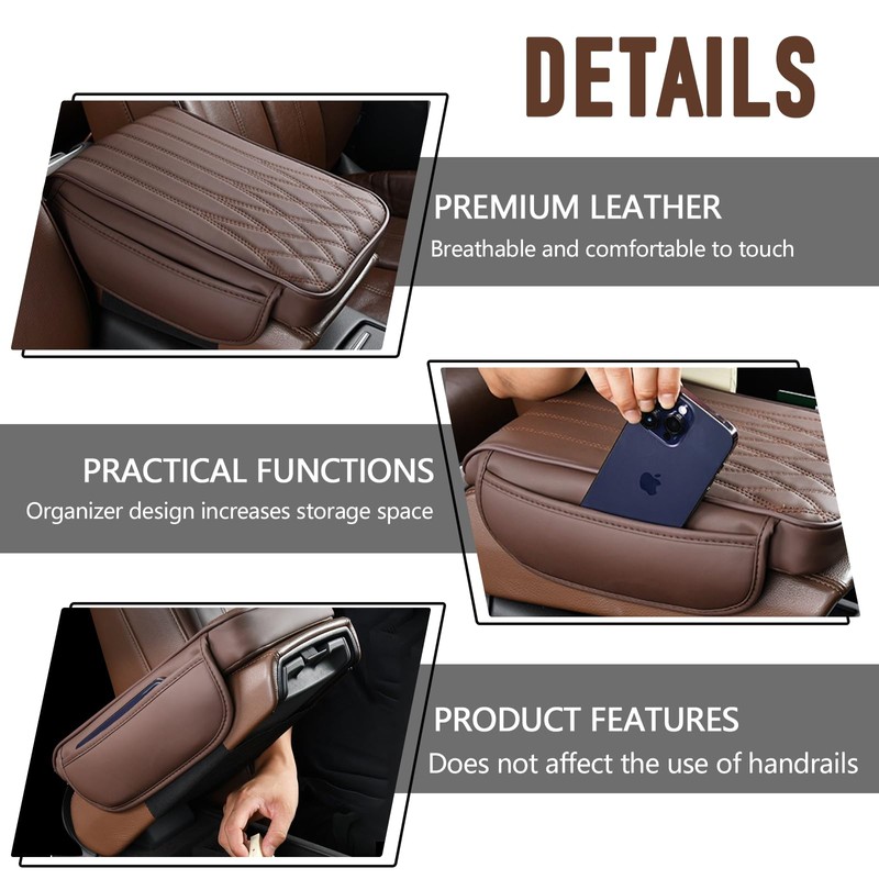 wuyaoyao Car Center Console Cover, Leather Car Armrest Box Cover,