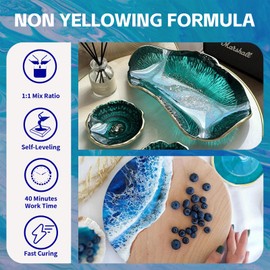 ZYNNORIX Epoxy Resin Kit, Crystal Clear Epoxy Resin,Strong, Durable, not Yellowing, no Bubbles,Self Leveling,for DIY, Jewellery, Table top, Molds, Wood, Resin Epoxy - for Beginners & Pros,1 Gallon