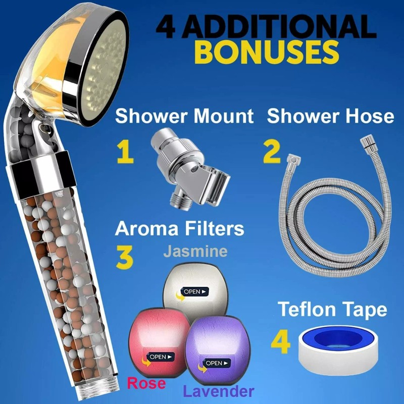 PureAction Vitamin C Shower Head Filter w/Hose & Replacement Filters,