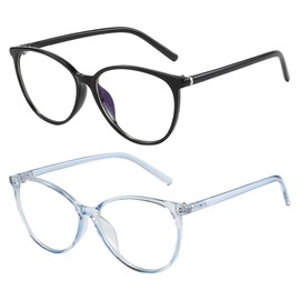 VIPBEST Blue Light Blocking Glasses for Women Men Oval Cat Eye Computer Gaming Blue Light Glasses (Black/Blue, Cat Eye)