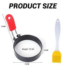 4-Pack Non-Stick Egg Rings for Frying - Stainless Steel Egg Rings, Perfect for Fried Eggs, Pancakes, Breakfast Sandwiches, Easy to Use and Clean, Heat Resistant Handles