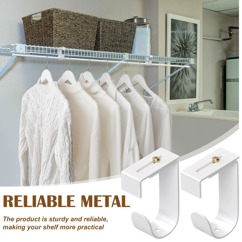 Hicarer 2 Pcs Closet Rod Support for Wire Shelf Adjustable