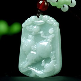 c1lint7785631 Women's Necklaces Men's Necklaces Natural Jadeite Hisui Jade Grade A Gemstone Zodiac Made Horoscope Animal Sign Necklace Pendant Amulet Men or Women