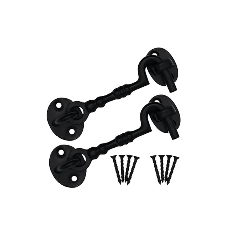 Heavy Duty Black Cabin Hook and Eye 100 mm/4 Inch