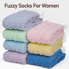 Womens Winter Fuzzy Socks Cozy Fluffy Sock Warm Fuzzy Christmas Socks for Women, Yellow Pack