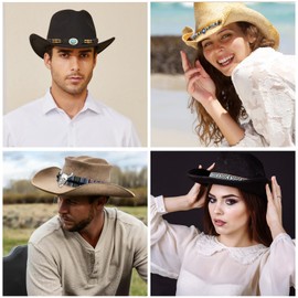 nemokamai 10 Pcs Cowboy Hat Bands for Men Women, Cowgirl Hat Band for Western Hats Straw Hats Fedora Hats, Vintage Hatbands Multicolor