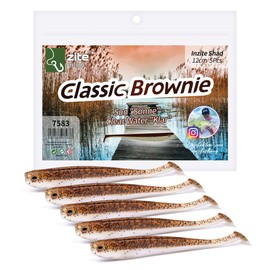 Zite Fishing Rubber Fish Zander Set - InZite Shad 12 cm Various Colours - 5 Pieces Catchy Rubber Bait Zander Fishing - Soft Bait Fishing Lure UV-Active (Classic Brownnie)