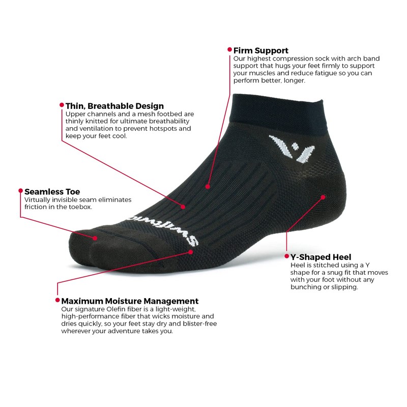 Swiftwick- ASPIRE ONE Running & Cycling Socks for Men &