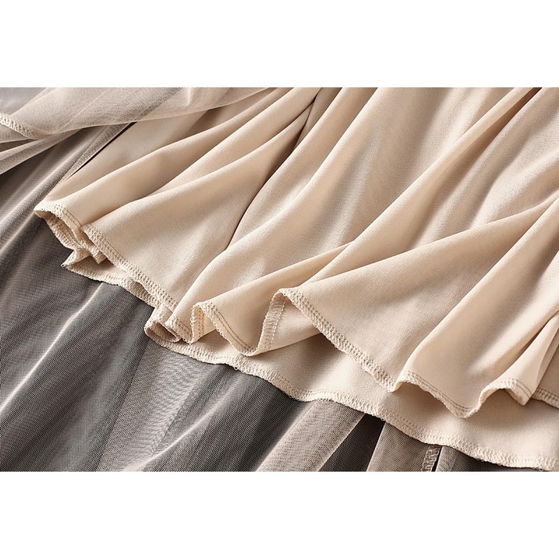 jinghuiyue Women's Midi Tulle Skirts Floral Embroidery Layered Print Fairy