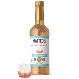 Matteo's Barista Style Sugar-Free Coffee Syrup, Cupcake Flavor, Zero Calories and Sugar, Keto Friendly, Ideal for Lattes, Cappuccinos, Espresso, Americano, Indulgent Taste 33.8 Oz, 1-Pack