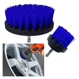 ZIMISI 2PCS Drill Powered Carpet Cleaning Brushes, 2" & 4" Nylon Bristle Upholstery Scrubber Brush Car Detailing Kit with Drill Adapter, Car Interior Cleaning Tool for Floor Mat/Furniture (Blue)