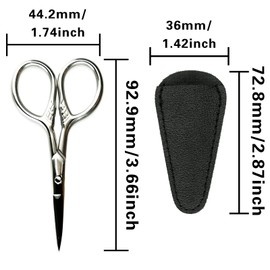 1 Stück Schnurrbart Schere,Edelstahl Schere, Versilbert kleine Schere mit PU-Schutzhülle,Herren Schnurrbart Bartschere Maniküre Nagelhautschere für Augenbrauen Wimpern Nase Haar