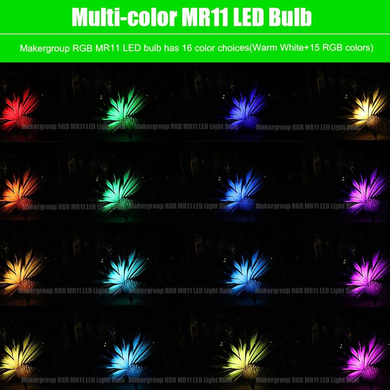 Makergroup RGB MR11 LED Bulbs Color Changing, GU4 MR11 Halogen