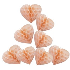 Heart Shaped Honeycomb Balls Party Decorations 8 Pieces 8" 10"Tissue Paper Pom Poms Flower Balls for Birthday Wedding Party Baby Shower Nursery Wall Decor (Peach)