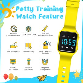Potty Training Watch for Toddler with Countdown, Alarms, Music or Vibration Alerts - Waterproof Toddler Toilet Trainer for Boys & Girls Ages 2-8