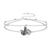 CHENGHONG Cat Anklet for Women 925 Sterling Silver Black Cat