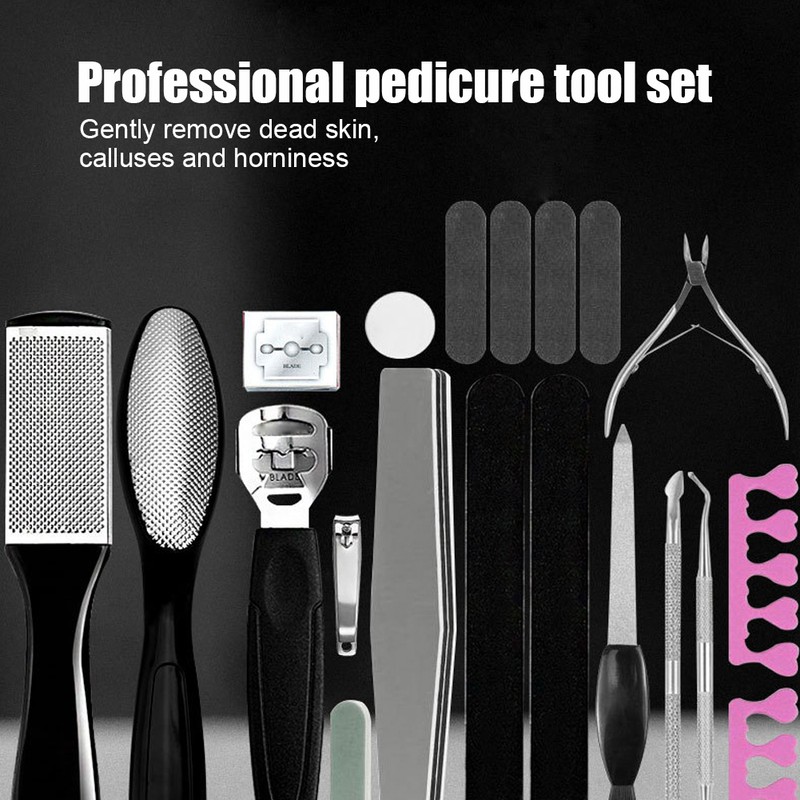 20pcs Pedicure Tool Set Calluses Removal Dead Skin File Foot