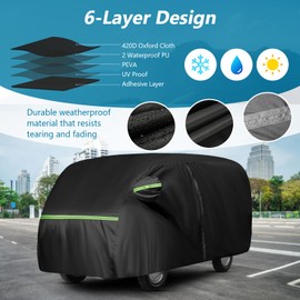 BIGACOVER Car Cover for 1950-1992 VW Bus T1 T2 T3, Waterproof 420D Oxford Cloth Cover Outdoor Full Car Covers with Zipper Windproof Heavy Duty All Weather with Wind, Sun, UV and Dust Protectio