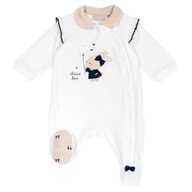 Chicco, Baby romper made of warm and soft velour, with practical front opening, ideal for winter, baby clothes for 0-24 months, designed in Italy, White